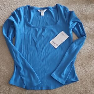 Athleta Signature Rib Square Neck Top, Small, Blue